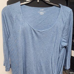 Pure Jill Supersoft 3/4 sleeve Elliptical Tshirt Blue Modal Rayon Medium